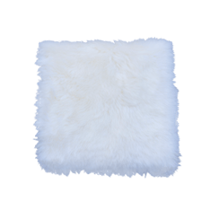 Galette de chaise carrée en peau de mouton blanche – Image 3